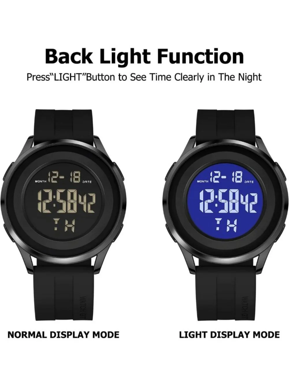 Men's Digital Waterproof Tactical Watch - Black Dive Sports Ultra-Thin